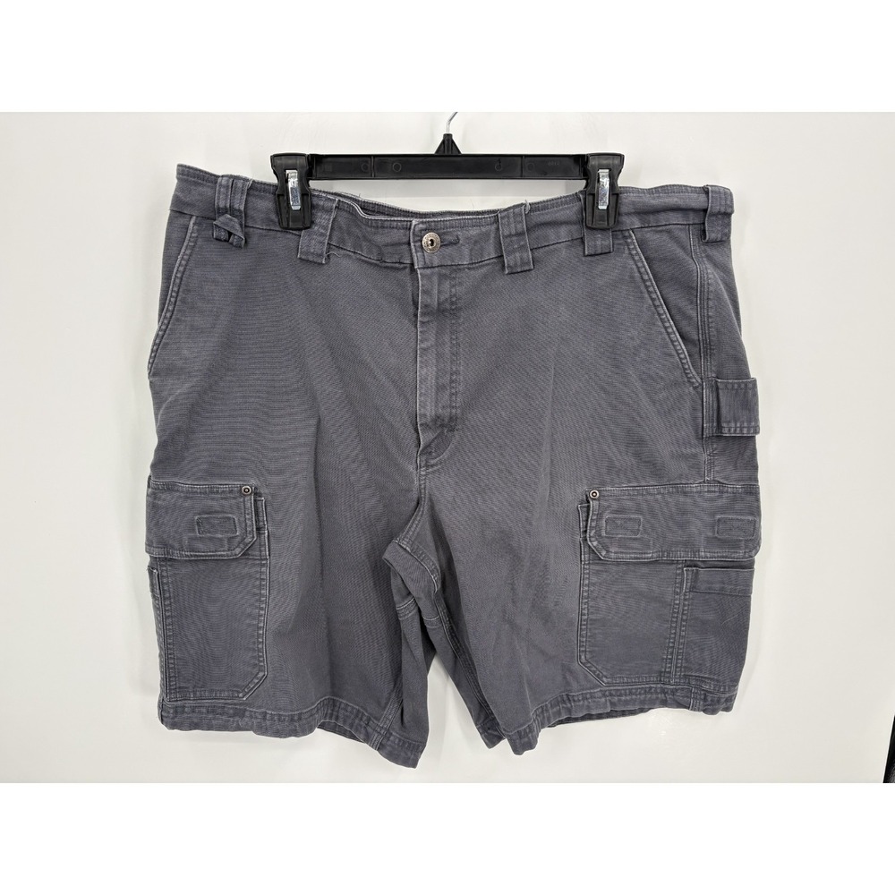 Duluth Trading Men's Flex Fire Hose Blue Gray Canvas Cargo Shorts, 18253, Sz 40